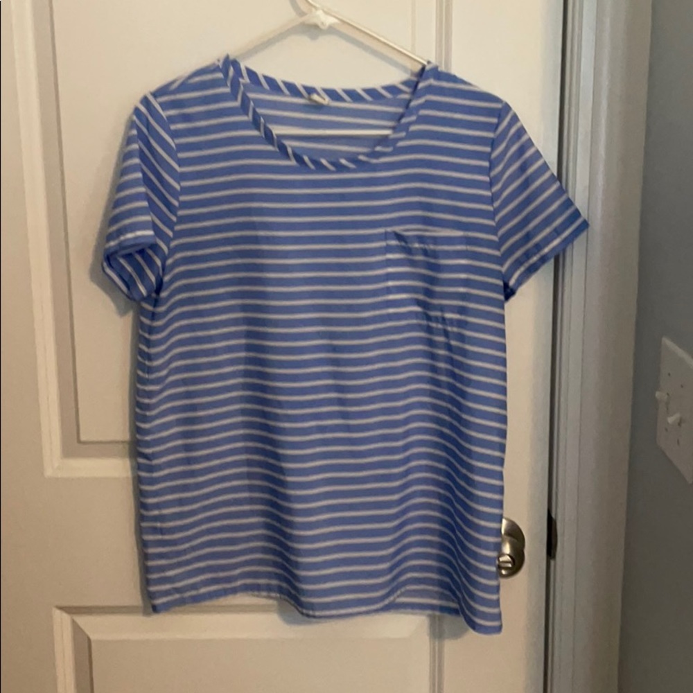 Blue and white striped blouse